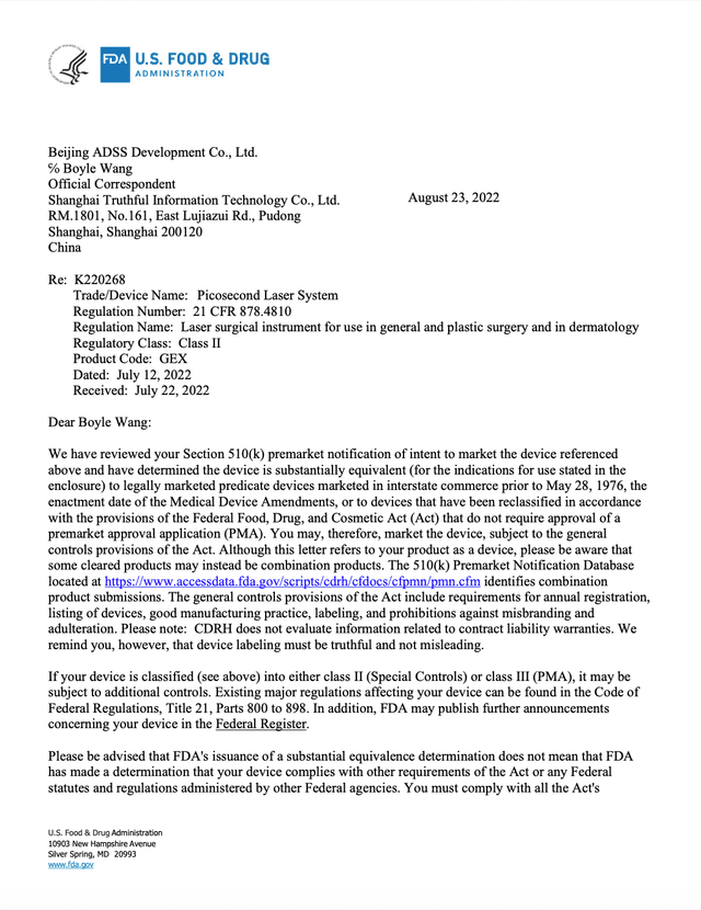 FDA letter